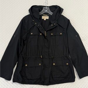 MICHAEL Michael Kors Hooded Cotton Anorak Lightweight Jacket Black Size M